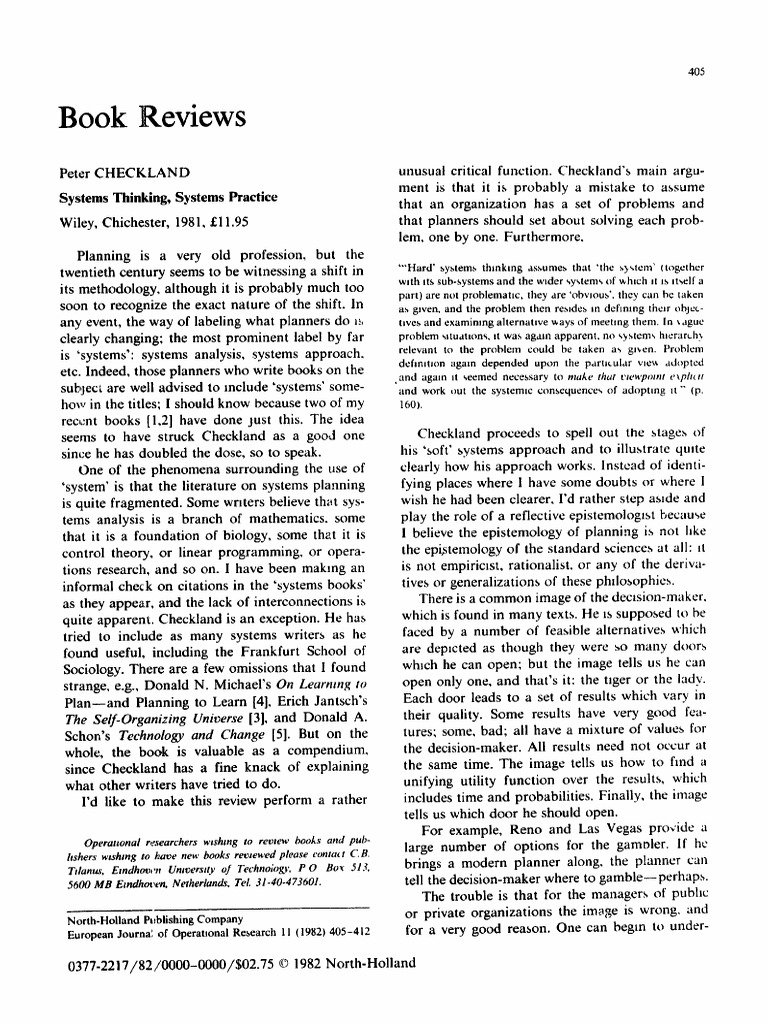 Systems Thinking， Systems Practice Checkland， Peter Systems thinking, systems practice : Checkland, Peter : Free