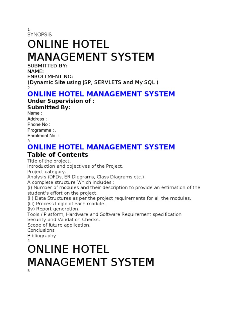 Online Hotel Management System | Download Free PDF | Object Oriented ...