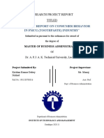 A Research Report On Consumer Behavior: in FMCG (Toothpaste) Industry