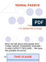 Impersonal Passive: That Clause To Infinitive Clause