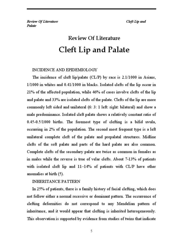 Cleft Lip and Palate: Review of Literature | PDF | Human Nose | Human ...