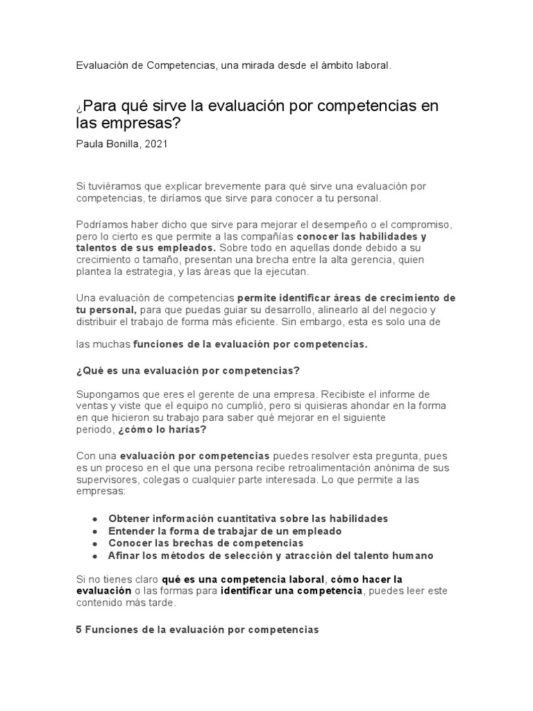 Evaluación de Competencias Laborales | PDF | Gestión de recursos ...