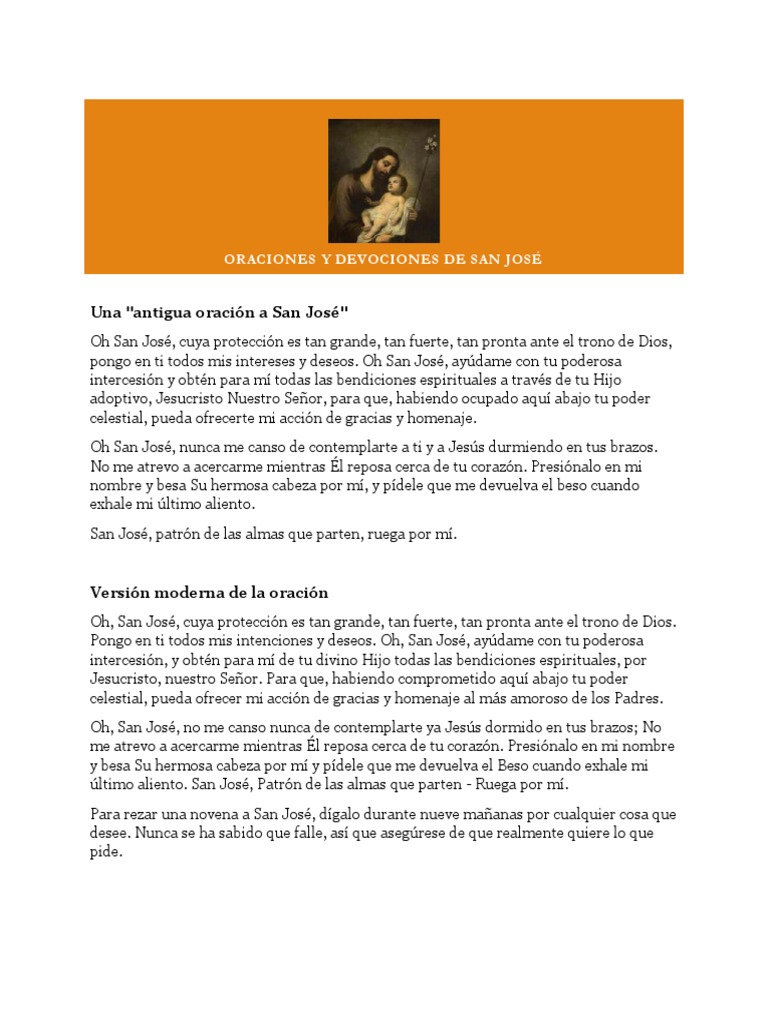 Oraciones y Devociones a San José | PDF | María, madre de Jesús | Oración