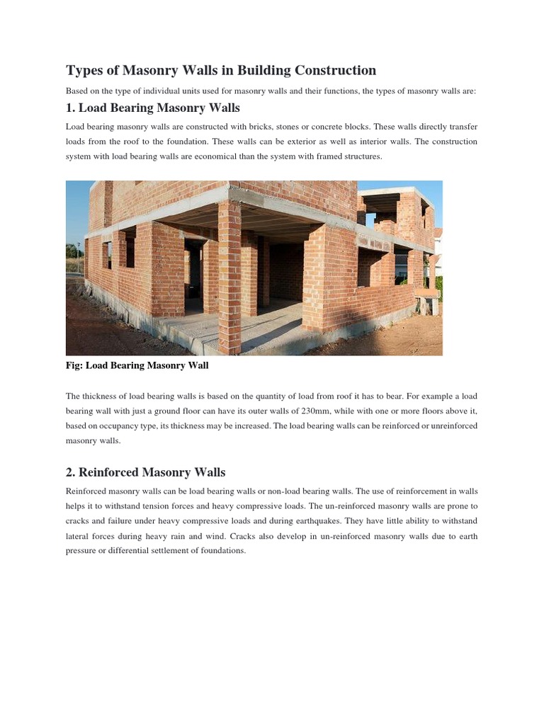 Types of Masonry Walls Explained | PDF | Masonry | Wall