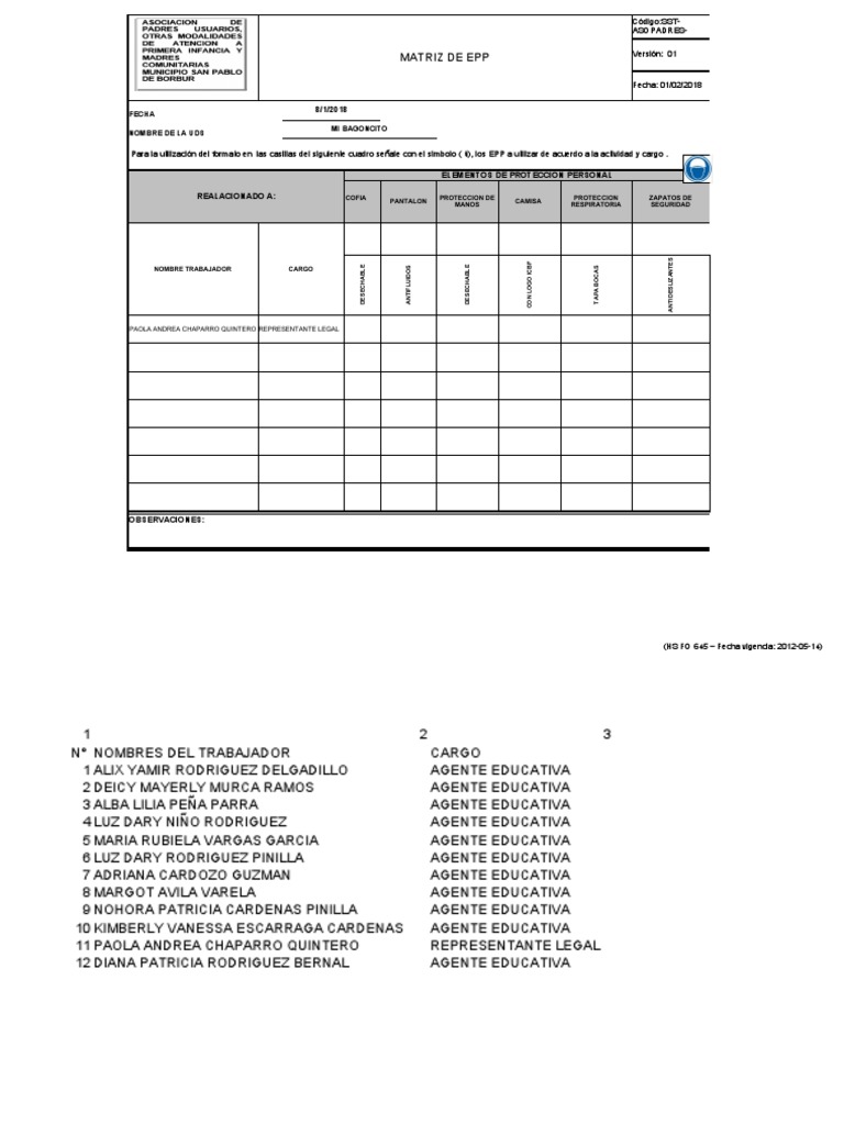 Matriz de EPP para Agentes Educativos | PDF