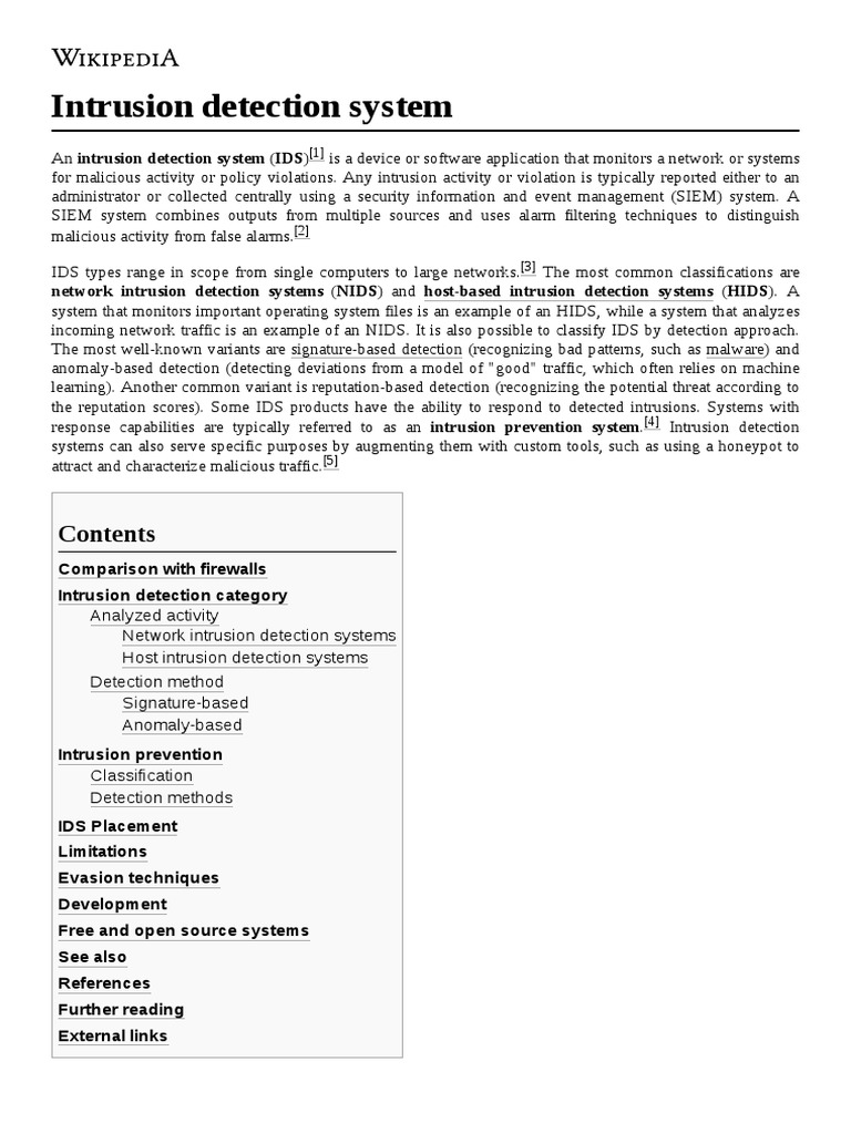 Intrusion Detection System | PDF | Information Technology Management ...