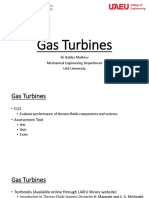 Gas Turbines: Dr. Bobby Mathew Mechanical Engineering Department UAE University