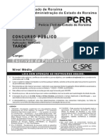 Cespe Cebraspe 2003 PC RR Escrivao de Policia Civil Prova