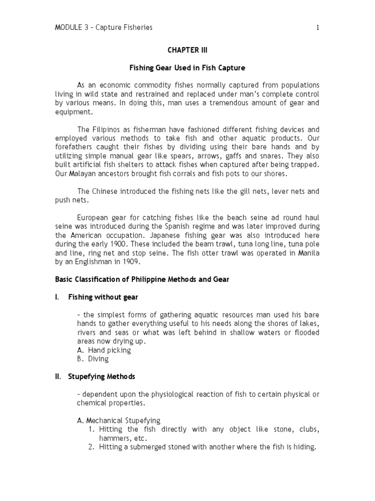 Module 3 CLASSIFICATION OF FISHING GEARS PDF Trawling Fish