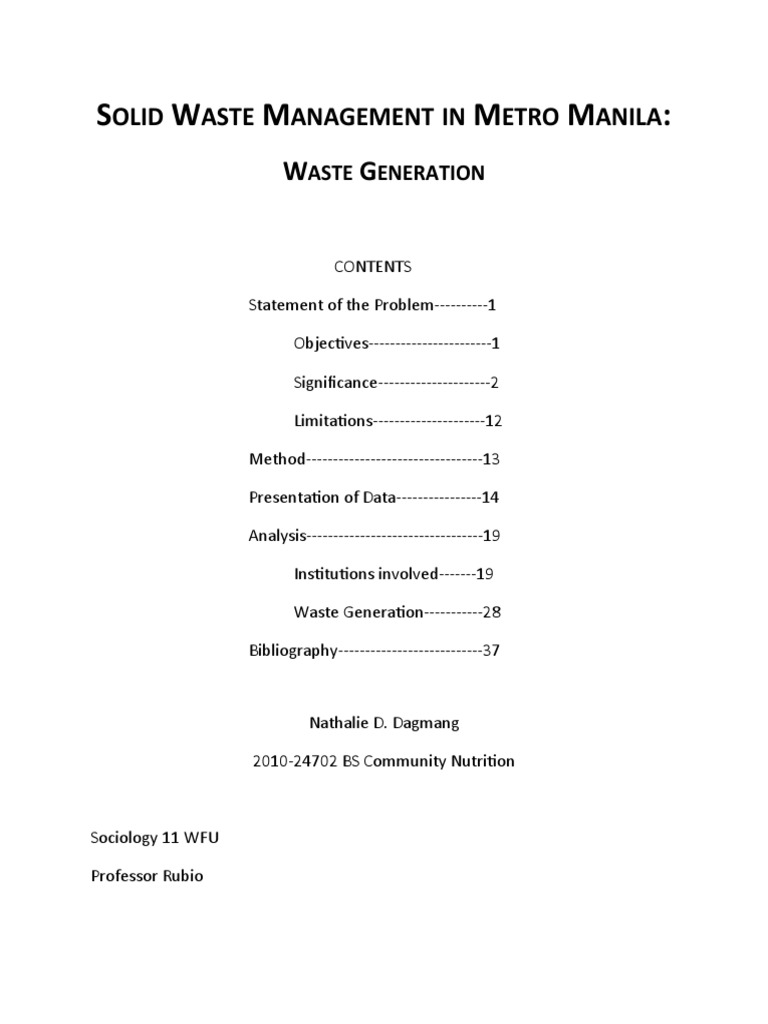 Solid Waste Management in Metro Manila | PDF | Landfill | Economy And ...