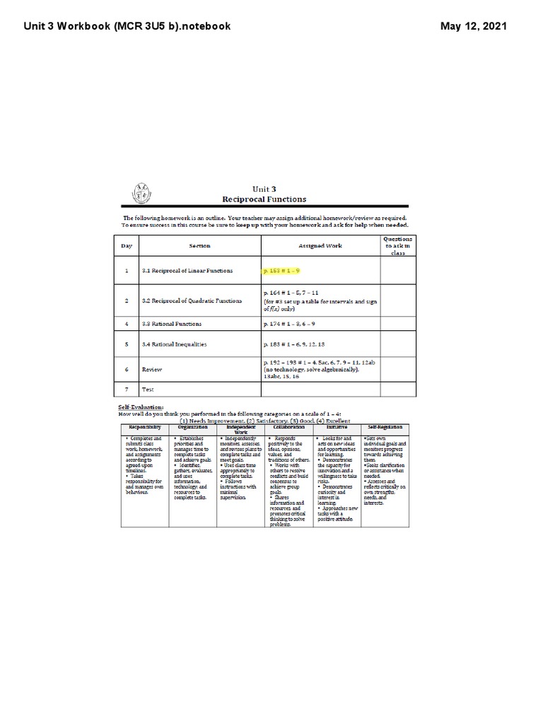 MCR 3U5 Unit 3 Workbook Guide | PDF | Technology & Engineering