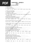 Exercises - Grade 9 Unit 1: Exercise 1: Supply The Correct Verb Forms