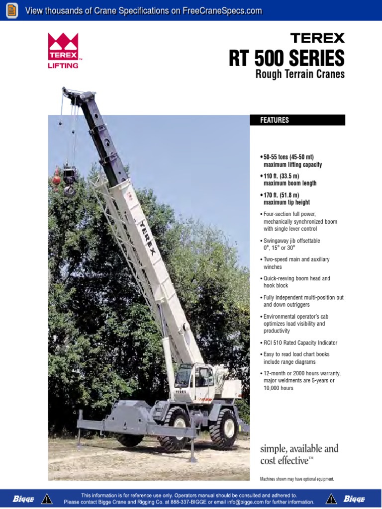 RT 500 Series: Rough Terrain Cranes | PDF | Crane (Machine ...