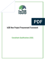 Isdb New Project Procurement Framework: Consultants Qualifications (CQS)