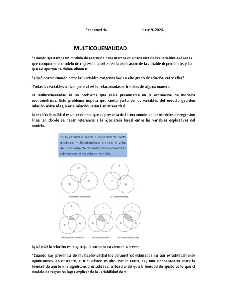 Multicolinealidad en Econometría | PDF | Multicolinealidad | Econometría