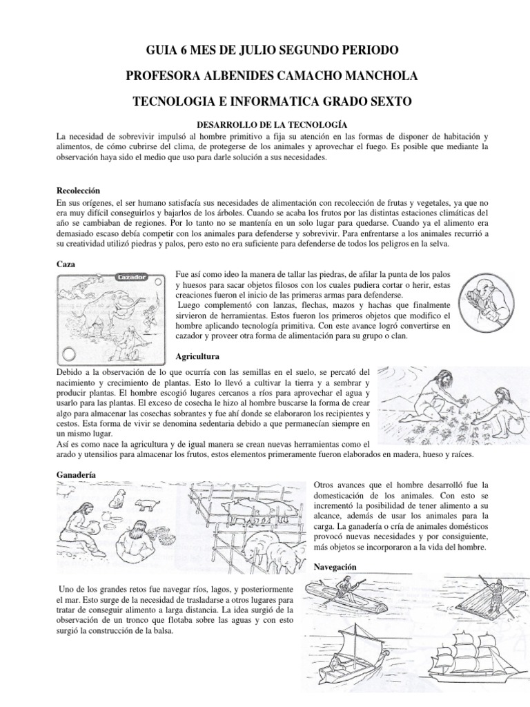 Guia 6 - Julio - Sexto - Informatica | PDF | Agricultura | Herramientas