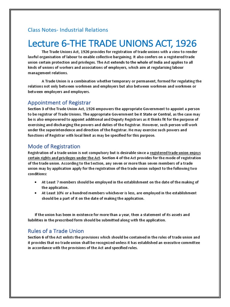 trade union 1926