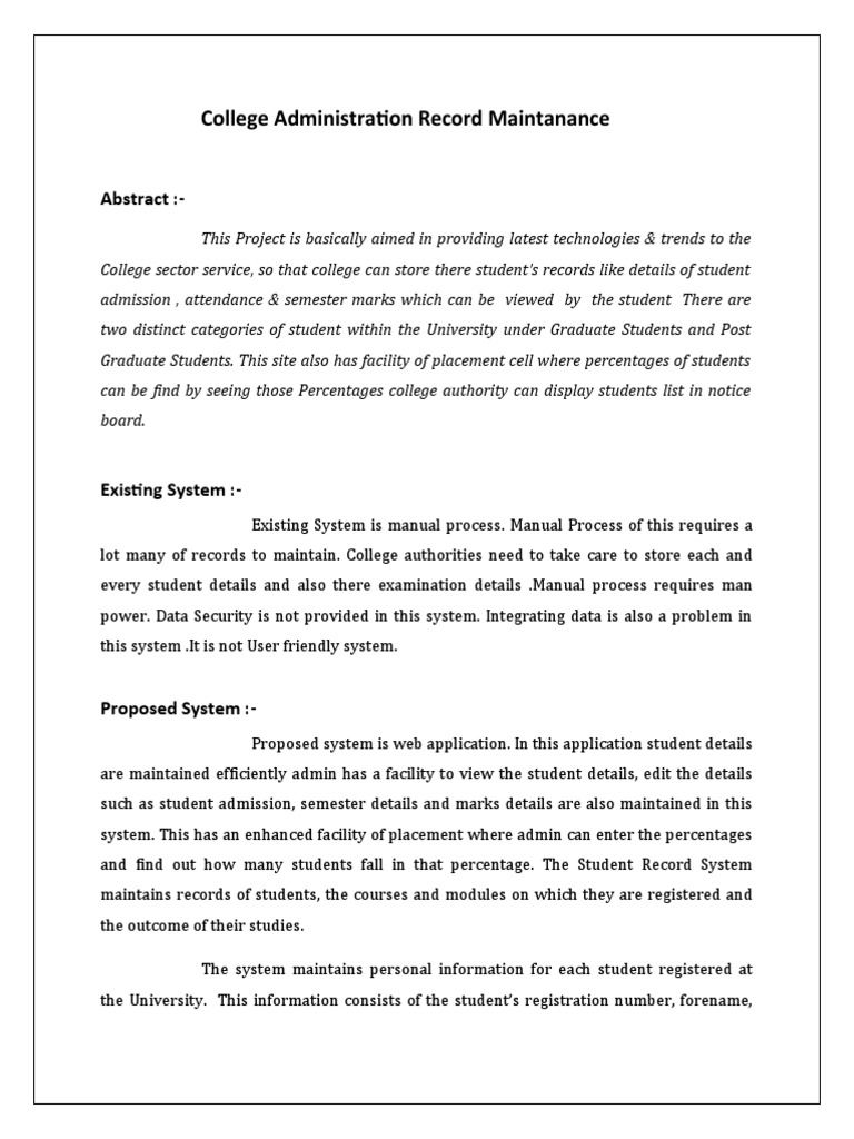 College Student Record Management System | PDF | Software | Application ...