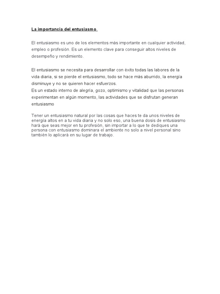 La clave del entusiasmo en el rendimiento | PDF