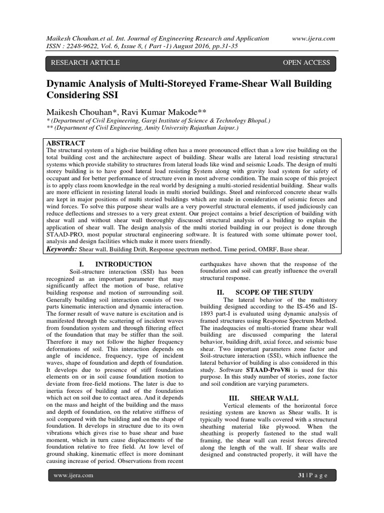 Dynamic Analysis of Shear Wall Buildings | PDF | Earthquake Engineering ...