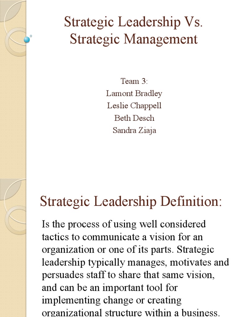 Strategic Leadership vs. Management Explained | PDF | Strategic ...