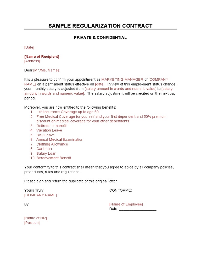 C0006 Regularization Contract With Salary Increase | PDF