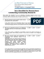 Research Ethics Checklist