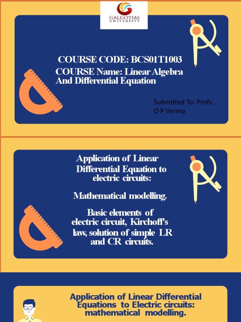 Course Code Bcs01T1003 COURSE Name Linear Algebra and Differential