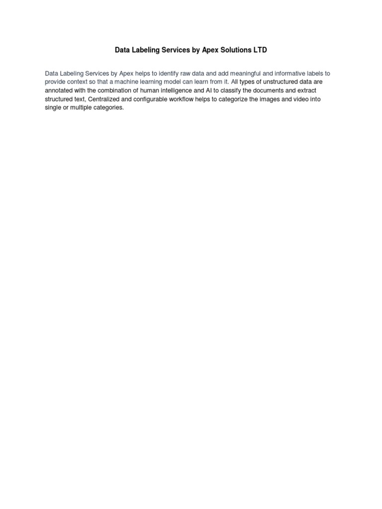 Data Labeling Services by Apex Solutions LTD | PDF | Computers