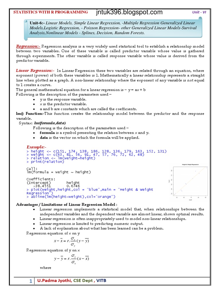 R Programming for Regression Analysis | PDF | Dependent And Independent ...