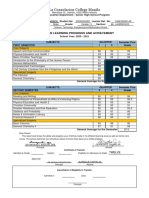 La Consolacion College Manila: Report On Learning Progress and Achievement