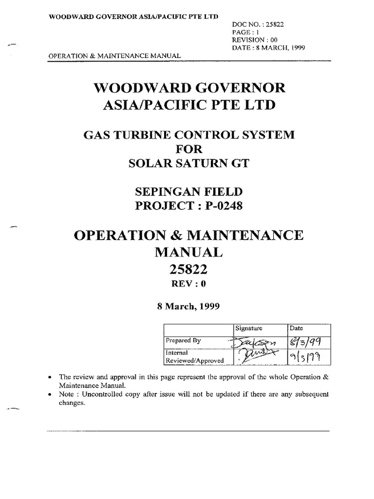 Operation And Manual Gas Turbine For Solar Saturn Sepinggan Pdf