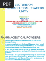 Lecture On Pharmaceutical Powders Unit-V: National Institute of Pharmaceutical Education and Research