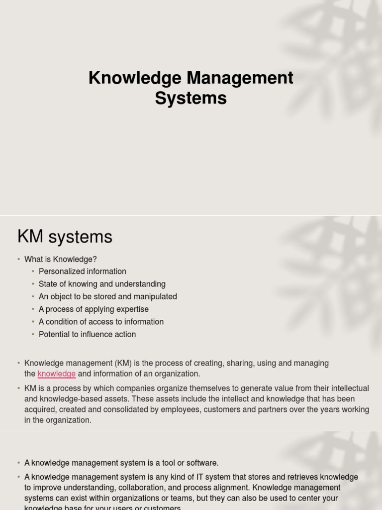 Knowledge Management Systems | PDF