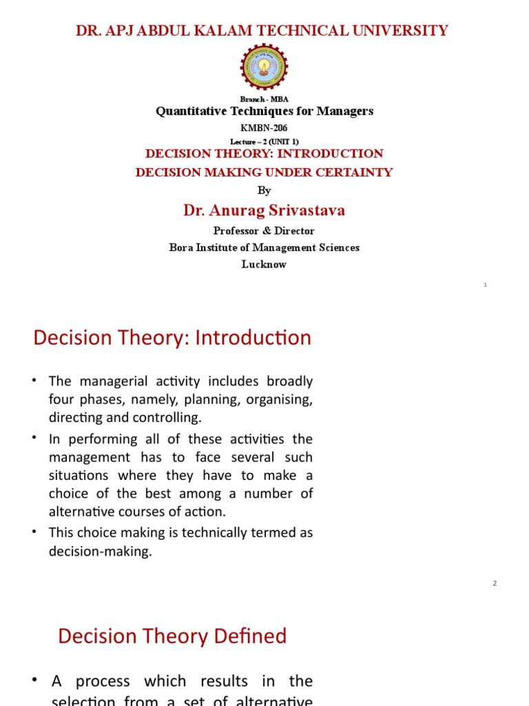 Introduction to Decision Theory | PDF | Decision Theory | Decision Making