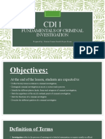 Cdi I: Fundamentals of Criminal Investigation