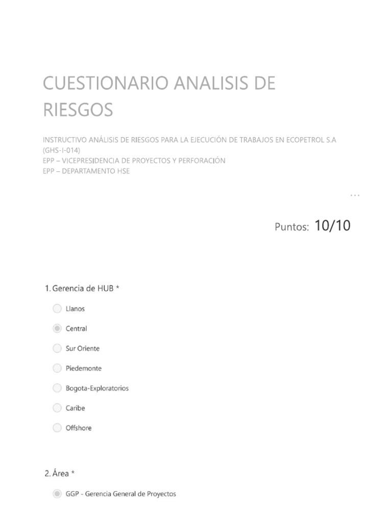 Cuestionario Analisis de Riesgos | PDF