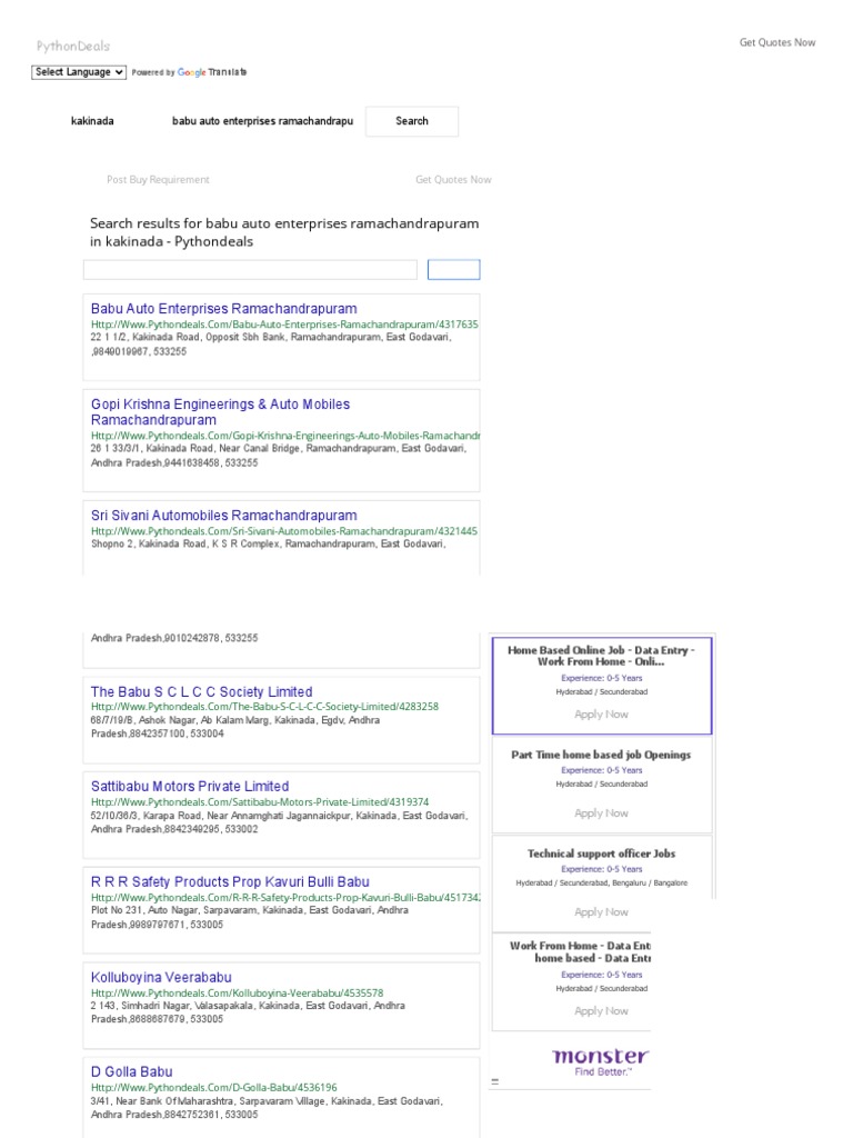 Kakinada Auto Services Directory | PDF
