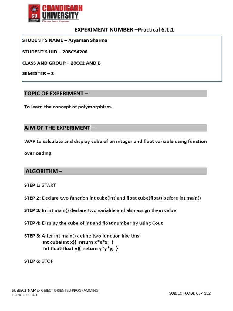 C++ Lab Worksheet 6.1 | PDF | Subroutine | Constructor (Object Oriented ...