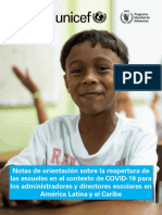 Notas - Orientacion - Reapertura - Escuelas - Administradores - Directores UNICEF