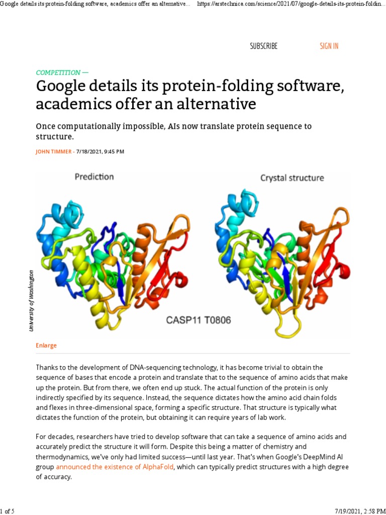 Google Details Its Protein-Folding Software, Academics Offer An ...