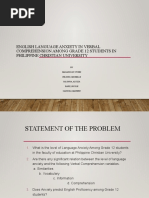 English Language Anxiety in Verbal Comprehension Among Grade 12 Students in Philippine Christian University