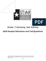 ST AR: Grade 7 Revising and Editing 2020 Sample Selections and Test Questions