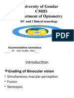 University of Gondar Cmhs Department of Optometry: BV and Clinical Neurology