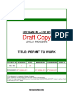 Draft Copy: Title: Permit To Work