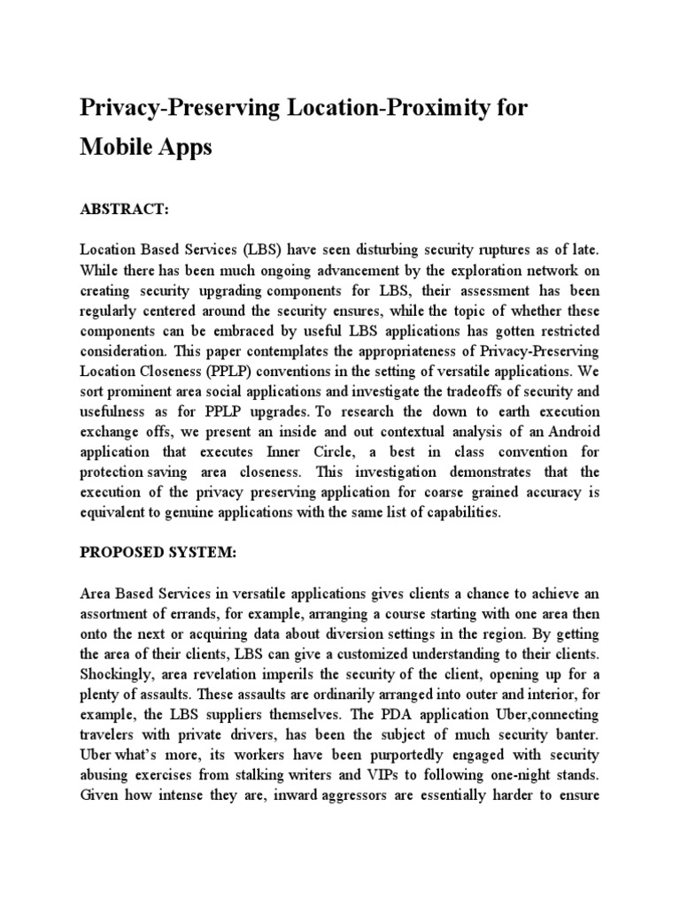 Privacy-Preserving Location-Proximity For Mobile Apps | PDF | Android ...