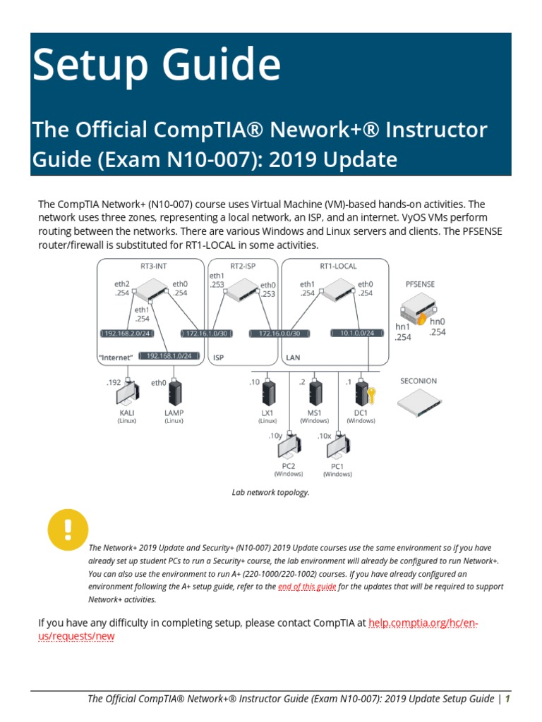 Course Setup Guide - Official Comptia Content Network 2019 Update | PDF ...