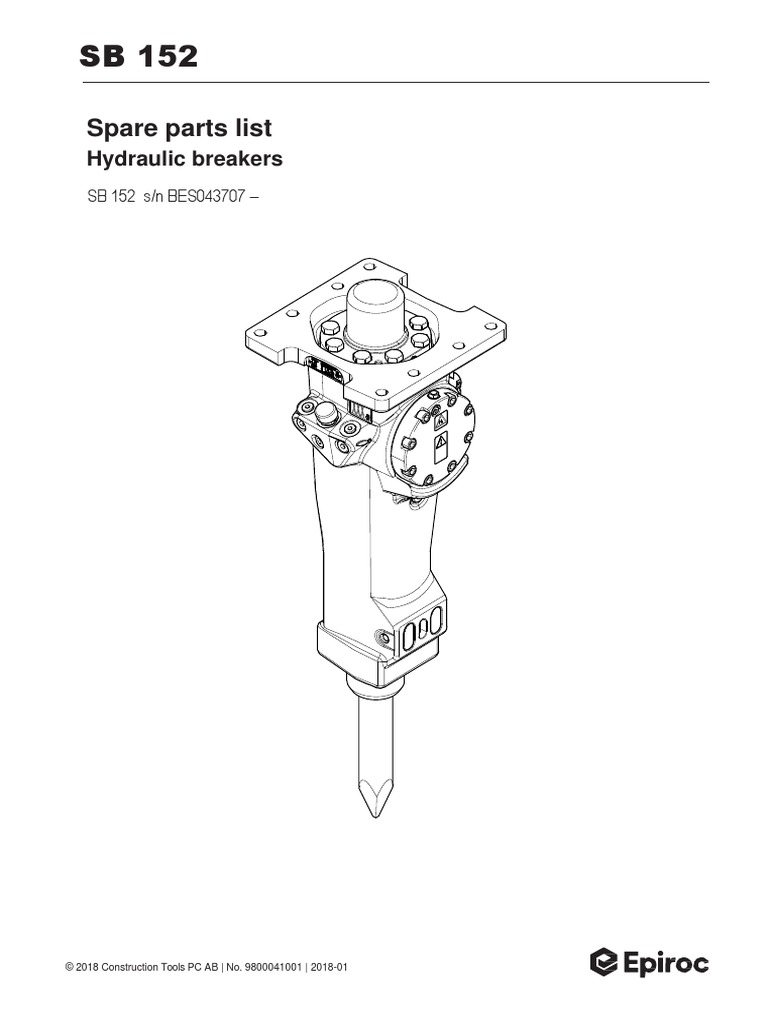 Spare Parts List Hydraulic Breakers PDF Screw Manufactured Goods