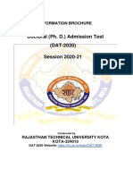 Doctoral (Ph. D.) Admission Test (DAT-2020) Session 2020-21: Information Brochure