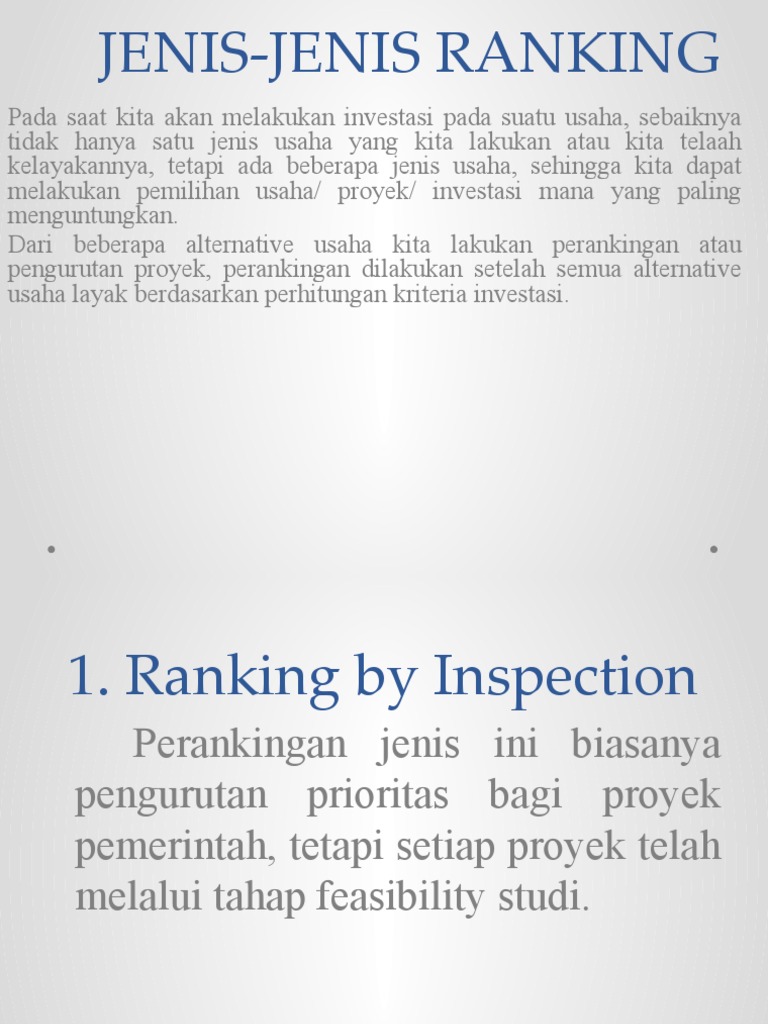 Jenis-Jenis Pengurutan Ranking Proyek | PDF | Bisnis